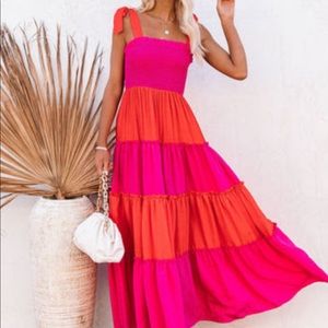 Color blocked smock maxi dress